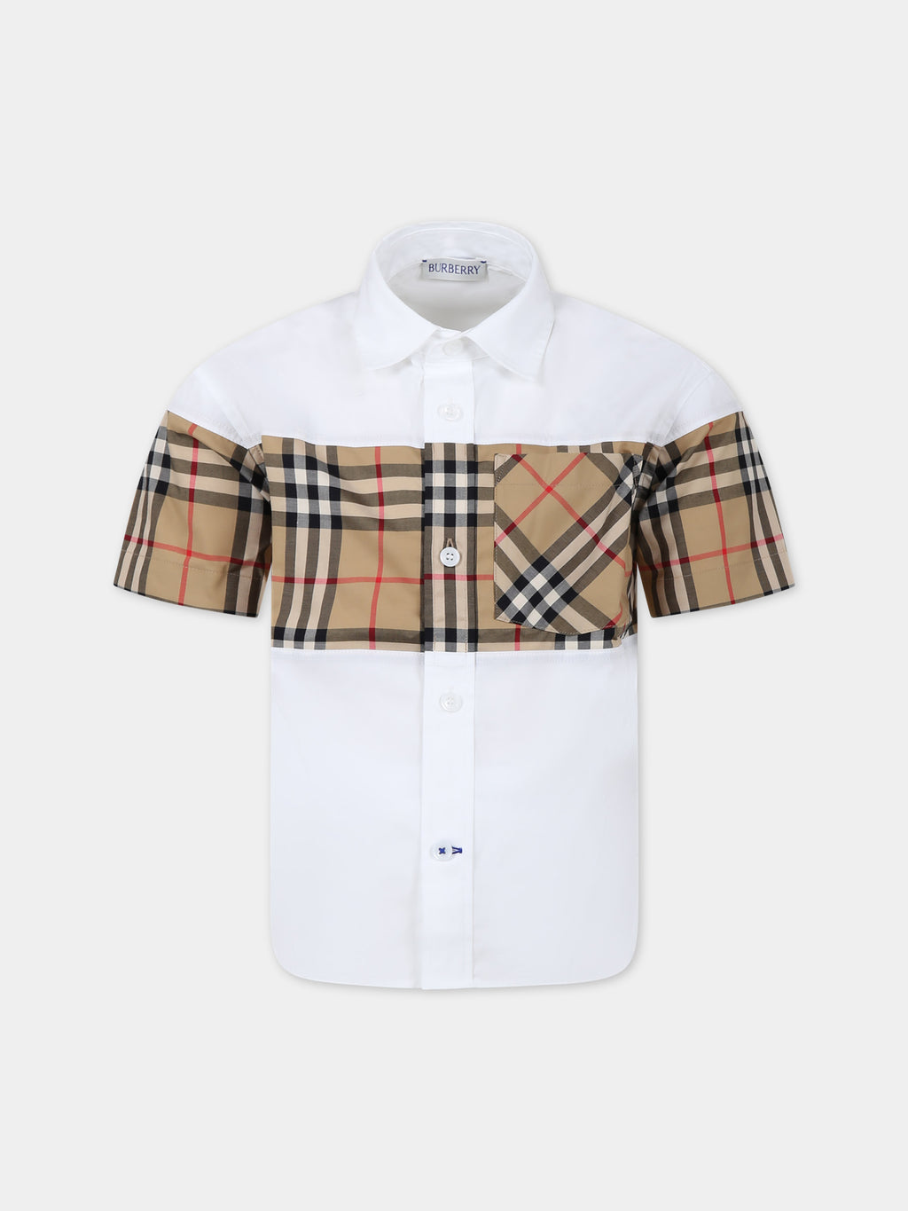White shirt for boy with iconic vintage check